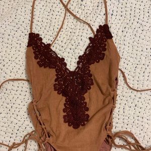 Blue life one piece bathing suit